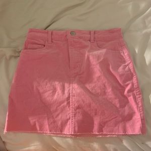 Pink corduroy mini skirt